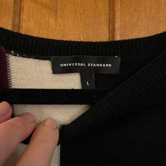 Universal Standard 3 Block Stripe 100% Merino Wool Sweater - Picture 4 of 5